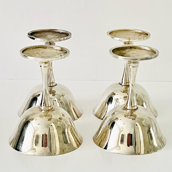 Vintage Silver plate Stem glasses goblets champagne sorbet cups set of 4 - Picture 5 of 10